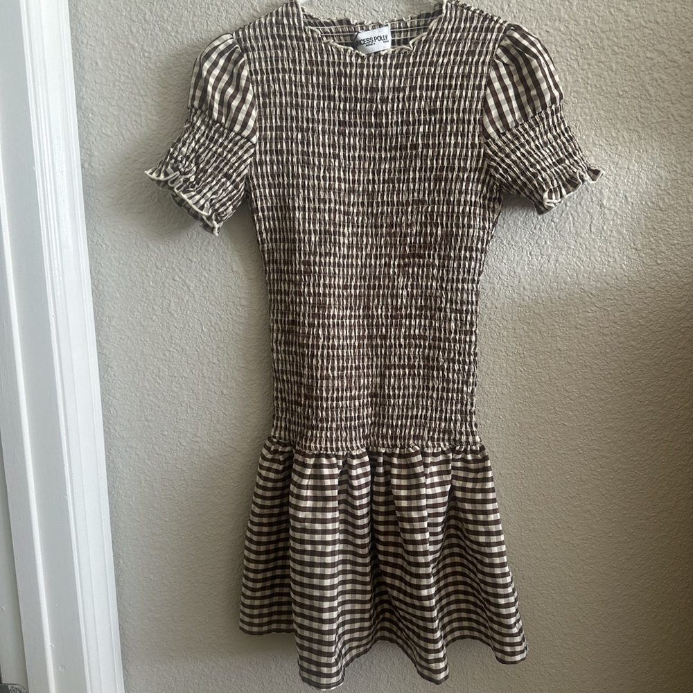 Princess Polly Brown and Cream Checkered Dress